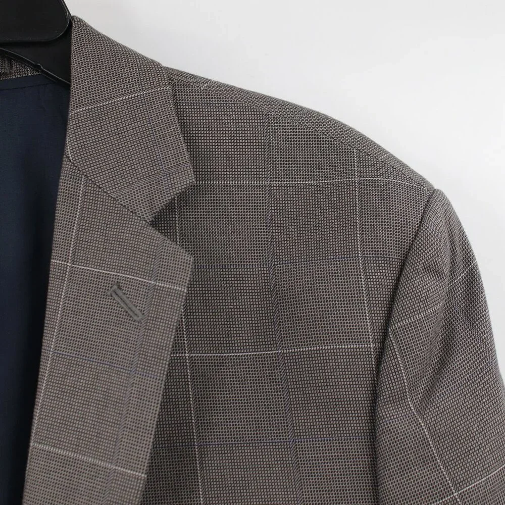 J Crew Sport Coat Mens 42R Thompson Cotton Windowpane Plaid‎ Single Breasted